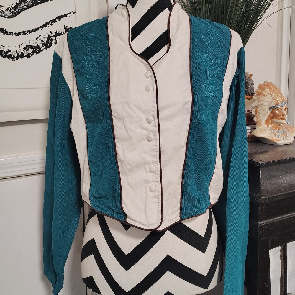 Vintage 80's 90's Wrangler Embroidered Button Up Riding Jacket Women's XL